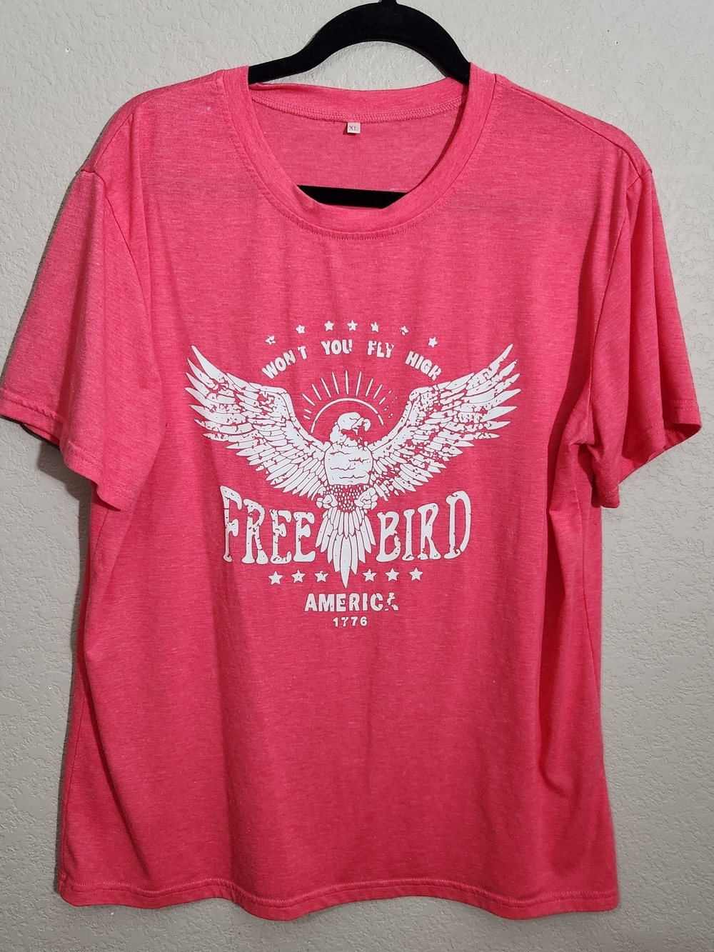 Free Bird Graphic Tee - Pink Crewneck Short Sleeve